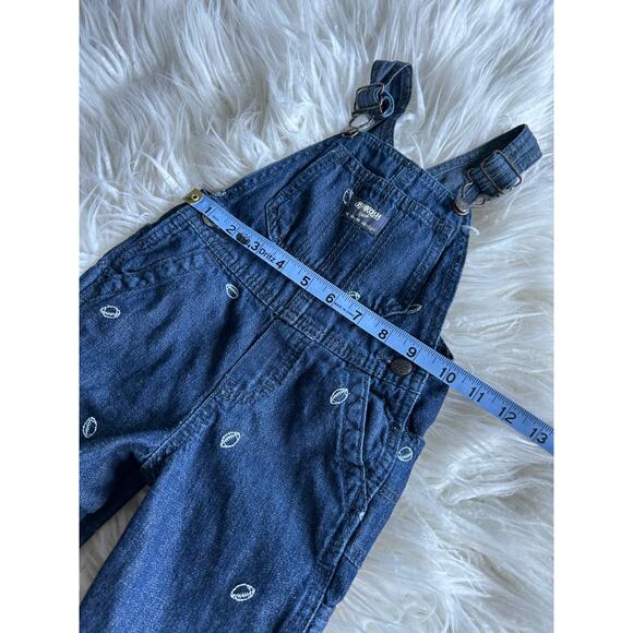 OshKosh B’gosh Football Embroidered Denim Overalls Blue Size 18M - Picture 10 of 11